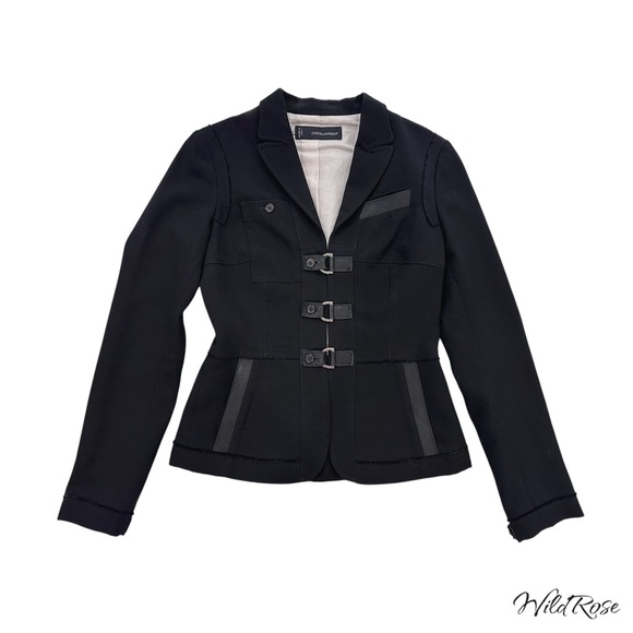 DSQUARED² Black Moto Military Blazer IT 44 US 8 - Picture 5 of 17